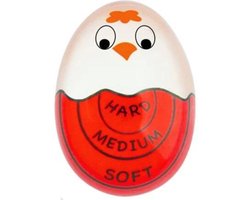 DW4Trading Eierwekker Verkleurende Egg timer rood - Makkelijk eieren koken - 6x4.5x3 cm - Kunststof