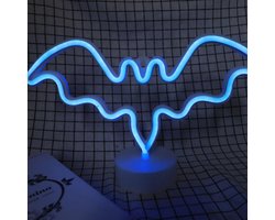 DW4Trading Neon Led Lamp Staand - Usb Batterij - Vleermuis - Blauw