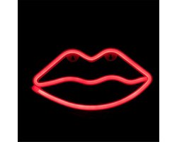 DW4Trading Neon Led Lamp - Usb-batterij - Lippen - Mond - Rood