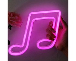 DW4Trading Neon Led Lamp - Usb-batterij - Muzieknoot - Roze