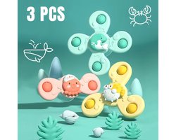DW4Trading Roterende Fidget Spinner met Zuignapjes Set van 3 Stuks Oceaan - Educatief Speelgoed