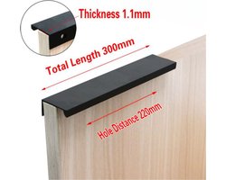 DW4Trading RVS Profiel Handgreep met Schroeven - Keuken Meubel Deur - Zwart - 300 mm