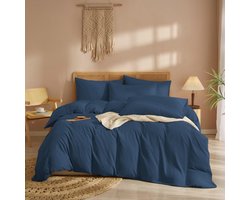 DXHOME Bed Linen 135 x 200 cm, Cotton Light Blue Plain Linen Bedding Set, Summer Bed Linen, Breathable Soft Microfibre, Single Bed, Duvet Cover with Zip + 1 Pillowcase 80 x 80 cm