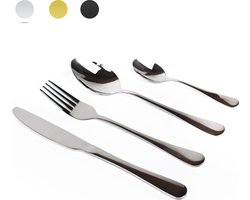 Dymund® 1 Persoons Bestekset - (4-delig) Bestek - Lepel, Mes, Vork & lepeltje Set - RVS - Zilver