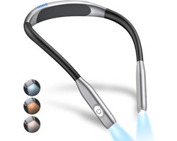 DYNA® Neklamp - Leeslamp - Nachtlampje - Lichtgewicht - Zwart / Grijs - ‎18cm x 13cm x 3cm