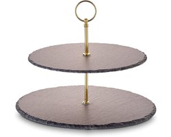 DYNA® Serveertoren - Etagere - Tapasplank - Goud/Zwart - ‎32cm x 4cm x 30cm