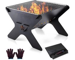 DYNA® Vuurkorf Voor Buiten - Vuurschaal Voor Buiten - Vuurkorf - Zwart - 30cm x 29cm x 21cm
