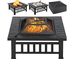 DYNA® Vuurkorf Voor Buiten - Vuurschaal Voor Buiten - Vuurkorf - Zwart - 81cm x 81cm x 50cm