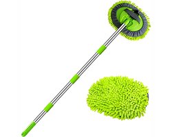 DYNA®Autowasborstel Telescopisch - Wasborstel Met Telescopische steel – Telescoop Wasborstel Met Zachte Borstel Haren – Groen - 44cm x 17cm x 8cm