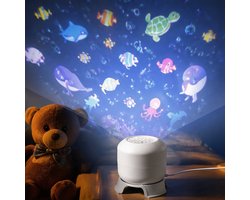 Dynamisch roterende LED-projector met oceaan-thema, plafondprojector met 360° draaibare oceaangolf-nachtscène, USB-oplaadbaar, 5D holografische nachtlamp, geschikt voor slaapkamer-/feestdecoratie.
