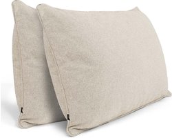 DYNMC you Sierkussen met Binnenkussen en Hoes - 2 Stuks 40 x 70 cm Beige | Kussens Woonkamer Oeko TEX Katoen | Comfortabele Sierkussens voor op de Bank | Decoratie Kussens Wasbaar | Met Ritssluiting