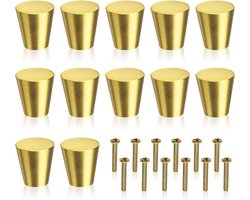 DYVNS® Deurknoppen voor Kasten - Kastknoppen - Meubelknop - Lade Knoppen - Met Schroeven - 12 Stuks - Messing