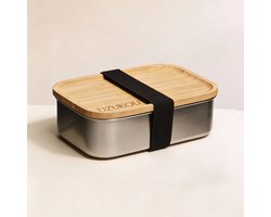 Dzukou Lunchbox 1200 ml RVS Bamboe met vakjes – duurzaam & herbruikbaar