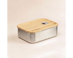 Dzukou RVS Lunchbox met Bamboe Deksel 1200 ml – Plasticvrij, BPA-vrij & met Vakverdeling