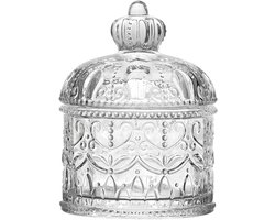 E-Ambar - Clear Glazen Pot Met Deksel 200ml Vintage Reliëf Kristal Glas Snoep Schotel - Decoratieve Voedsel Opslag Pot - Bruiloft Feest Buffet Thuis Organisatie