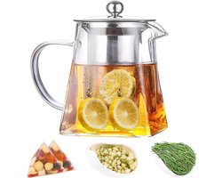 E-Ambar - Glazen Theepot voor Losse Thee met Roestvrijstalen Thee-ei - Theeketel voor Thuiskantoor - 550ml - Transparant.