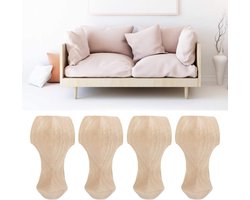 E-Ambar - Houten meubelpoten - Koffietafel - Beenhoeken - Decoratieve poten - TV-kast - Sofa - 12 * 6cm - Set van 4 - Beschermers.