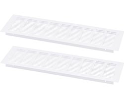 E-Ambar - Rechthoekig ventilatierooster voor schoenenkast en kledingkast - 2 stuks witte luchtroosters - aluminiumlegering met gaasrooster - 400 x 80 mm