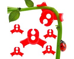 E-Ambar - Set van 6 buigbare plantensteunen voor het stimuleren van groei en vorming van planten - Rood