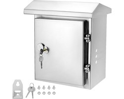 E-Ambar - Waterdichte elektriciteitskast voor buiten - 32x25x16 cm - RVS 304 - Wandgemonteerd met slot - Weerbestendige metalen kast.