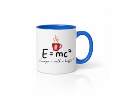 E = mc² Koffie Formule Mok 330 ml – Wit & Blauw Wetenschap Humor Beker