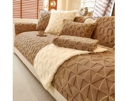 E-Shop4u® - Bankhoezen - Luxe Fluwelen Bankhoes - Sofacover Eenvoudige Explosies - Bank Beschermhoes - Bank Bekleding - Verdikt Katoen Fluweel - bankhoes hoekbank - Anti-slip - kussenhoes - Machinewasbaar - Herfst & Winter - 110x210cm - Bruin