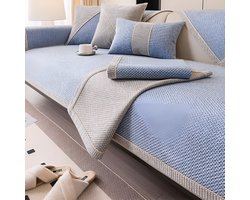 E-shop4u® - Bankhoezen - Sofacover - Anti-Slip - Katoen & Linnen - Herfst & Winter - Bank Beschermhoes - Diverse Maten - Rugleuning - Bank Bekleding - 70x70cm - Blauw - bankhoes hoekbank - sofa cover - bank hoes - bank beschermer - kussenhoes