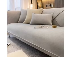 E-shop4u® - Noorse Bankhoezen - Sofacover - Universeel - Anti-Slip - Ook L-Vormige Bank - Beschermhoes - Vier Seizoenen - Diverse Maten - Maat I 90x120cm - Hemelsgrijs - bankhoes hoekbank - sofa cover - bank hoes - bank beschermer - kussenhoes