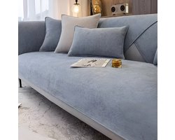 E-shop4u® - Noorse Bankhoezen - Sofacover - Universeel - Anti-Slip - Ook L-Vormige Bank - Beschermhoes - Vier Seizoenen - Diverse Maten - Maat I 90x120cm - Blauw Grijs - bankhoes hoekbank - sofa cover - bank hoes - bank beschermer - kussenhoes