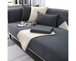 E-shop4u® - Noorse Bankhoezen - Sofacover - Universeel - Anti-Slip - Ook L-Vormige Bank - Beschermhoes - Vier Seizoenen - Diverse Maten - Maat I 90x120cm - Zwart - bankhoes hoekbank - sofa cover - bank hoes - bank beschermer - kussenhoes