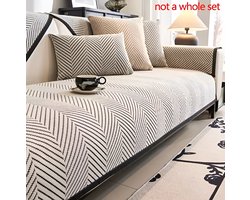 E-Shop4u® - Nordic Twill Bankhoes - Sofacover - Beschermhoes - Antislip + Machinewasbaar - Diverse Maten - bankhoes hoekbank - sofa cover - bank hoes - bank beschermer - kussenhoes - 100% Polyester 90x160 cm I - Zwart