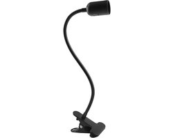 E27 Klemlampfitting - Klemlamp – 2-pack – 360° Verstelbare zwanenhals – E27 Klemlamp – Klemlamparmatuur – Geïntegreerde schakelaar – Lampvoet – Ideaal voor huisdierverzorging, plantengroei en bureauverlichting (Lamp niet inbegrepen) – Zwart