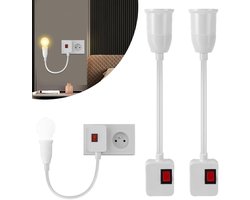 E27 Lampfitting - 360° Draaibare Lamphouder met Schakelaar en EU-Stekker Adapter - Voor Gloeilampen, Leeslampen, Wandlampen en Keukenlampen - 110-220V - Set van 2
