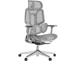 E3 Ergonomische Bureaustoel - Grijze Computerstoel Zonder Voetensteun - 3D Verstelbare Armleuningen - 3D Hoofdsteun - Dynamische Lendensteun In 3 Zones