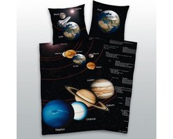 Earth Planet dekbedovertrek - Zwart - 1-persoons (140x200 cm + 1 sloop)