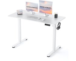 Earthyhome Zit-sta bureau 120 x 60 cm - Elektrisch verstelbaar 70cm-116cm - Stille Motor - Anti-botsing technologie - Geheugenfunctie - Wit.