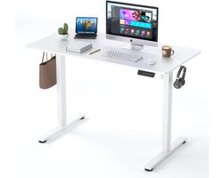 Earthyhome Zit-sta bureau 120 x 60 cm，Elektrisch verstelbaar 70cm-116cm, Anti-botsing technologie, Geheugenfunctie, Stille Motor, Intelligent bedieningspaneel, LED-display, Draagvermogen 80 kg, Wit.