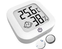 Ease Electronicz Hygrometer - Weerstation - Luchtvochtigheidsmeter - Thermometer Voor Binnen - Incl. Batterij en Plakstrip