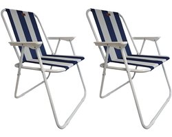 EASTWALL Bora Bora Opvouwbare Kampeerstoel - 2 stuks - Multifunctionele Vouwstoel - Max 100 kg - Campingstoel - Zitbreedte 43 cm - Tuinstoel Inklapbaar - Klapstoel - Strandstoel - Visstoel - Blauw/wit