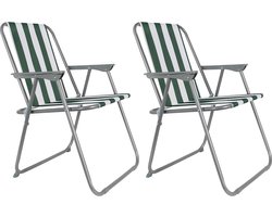 EASTWALL Opvouwbare Kampeerstoel - 2 stuks - Multifunctionele Vouwstoel - Campingstoel met Bekerhouder - Tuinstoel Inklapbaar - Klapstoel -Strandstoel - Visstoel - Groen/wit