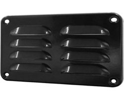 EASTWALL Ventilatierooster voor Blokhutten en Tuinhuisjes – H 90 x B 130 mm - Ventilatierooster set – Optimale luchtcirculatie – Inclusief montagemateriaal - 2 stuks – Aluminium – Zwart
