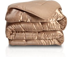 Easy dekbed en overtrek in 1 - Glans satijn - 250 gsm - Taupe - eenpersoons - 140x200 cm