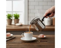 Easy Koffiekan RVS Cezve 400ml - Inductie Geschikt - Melkpan - Zilver - Lange Steel