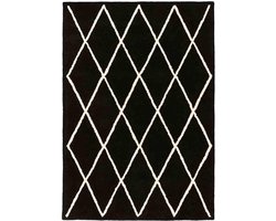 Easy Living - Albany-Diamond-Black Vloerkleed - 160x230 cm - Rechthoekig - Laagpolig Tapijt - Modern - Zwart_wit