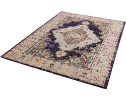 Easy Living - colores-col-14 Vloerkleed - 200x300 cm - Rechthoekig - Laagpolig, Vintage Tapijt - Oosters, Retro - Meerkleurig