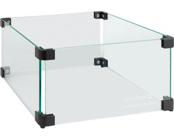Easyfires glas ombouw vierkant met zwarte hoekpunten 43x43x17 cm