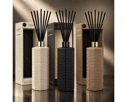 EasyMart Geurstokjes Set 3-Delig - Premium Huisparfum & Geurverspreider - Diffuser Set 3 x 200 ml - Queen Million, Goji & Amber, Orange & Cedarwood - Luxe Cadeauset met 21 Geurstokjes - Voor Woonkamer, Badkamer & Toilet