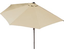EASYmaxx Parasol | halfrond, UV-bescherming, met handslinger | voor balkon, terras, tuin | 270 x 140 cm, beige