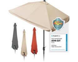 EASYmaxx rechthoekige parasol | 230 x 140 x 253 cm | voor balkon en terras | past precies tegen muren | met praktische handslinger en zonwering UV-bescherming 40+ | biedt schaduw