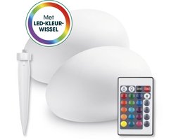 EASYmaxx set van 2 LED-lampen op zonne-energie met kleurwisseling | Decoratieve tuinlamp met LED-verlichting | Prachtige lichteffecten met daglichtsensor voor binnen en buiten | Tuindecoratie, weerbestendig IP67, steen